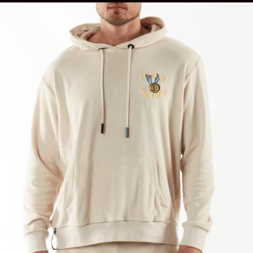 Bain De Mer Boheme Sand | Mens Towelling Hoodie Catch The Cash
